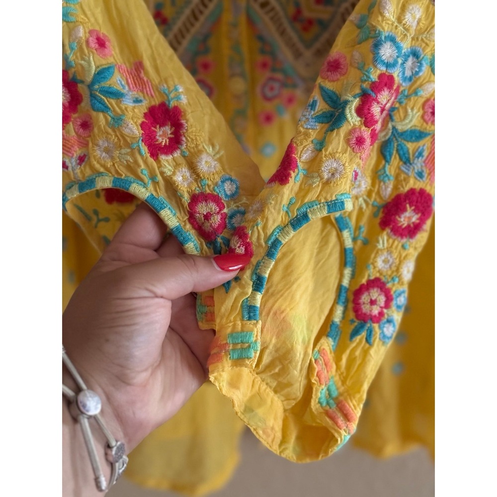JOHNNY WAS arges embroidered georgette blouse - Picture 9 of 10